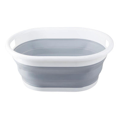 Orsina Averill Collapsible Laundry Basket – Grey & White Oval Design