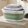 Orsina Collapsible Laundry Basket – Oval Space Saving Hamper, Green