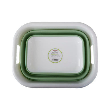 Orsina Collapsible Laundry Basket – Green & White Foldable Hamper