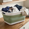 Orsina Collapsible Laundry Basket – Green & White Foldable Hamper