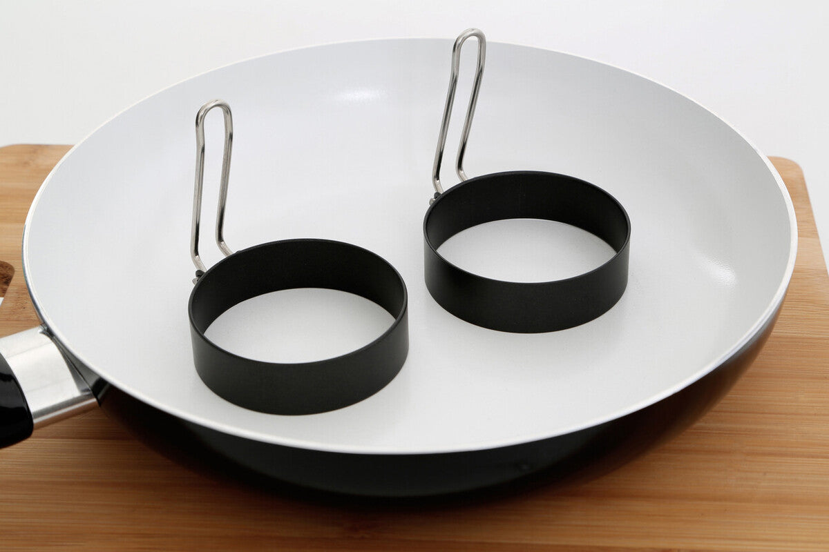 Orsina Bellano Non-Stick Egg Rings - Set of 2 with Folding Handles