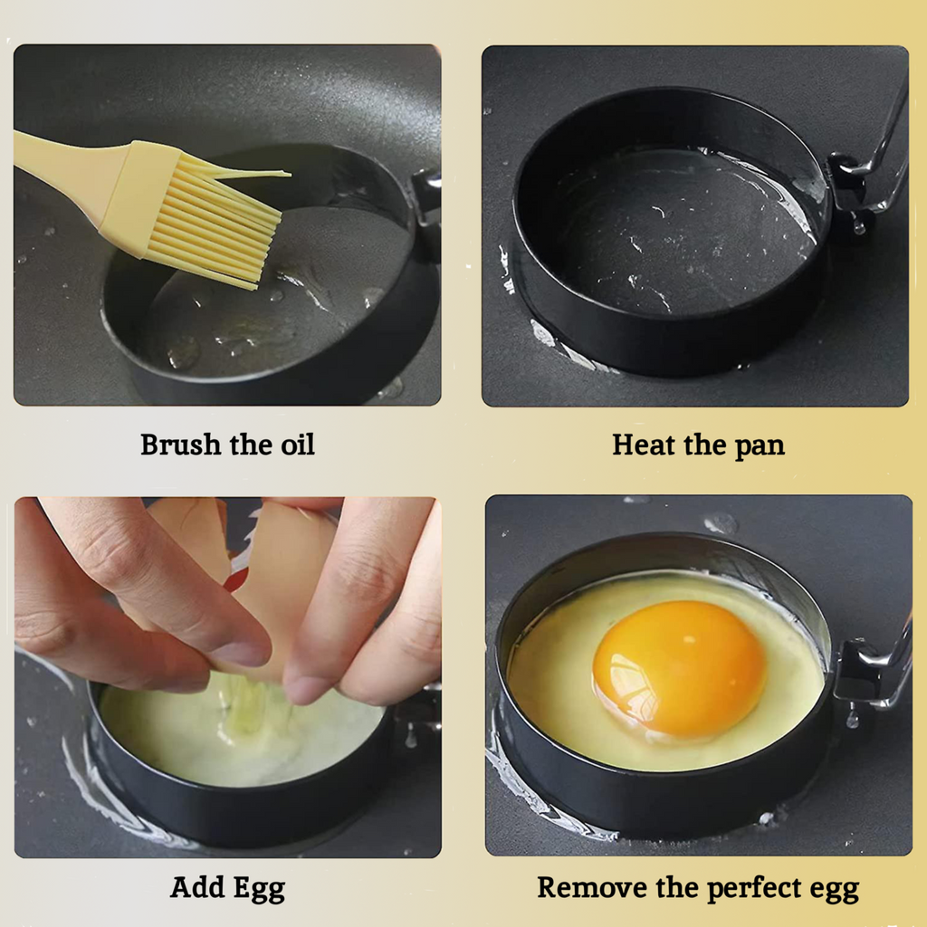 Orsina Bellano Non-Stick Egg Rings - Set of 2 with Folding Handles
