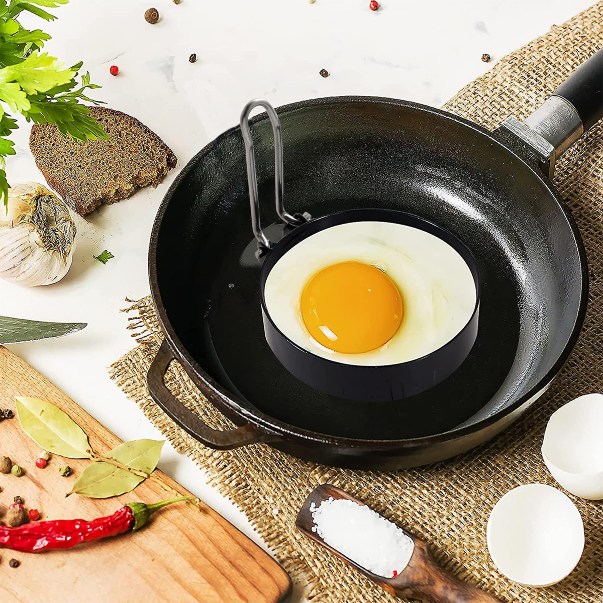 Orsina Bellano Non-Stick Egg Rings - Set of 2 with Folding Handles