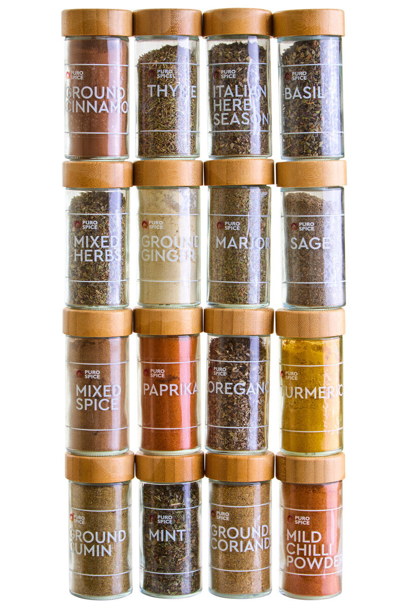 Orsina Puro Bamboo Revolving Spice Rack – 16 Jar Kitchen Organiser
