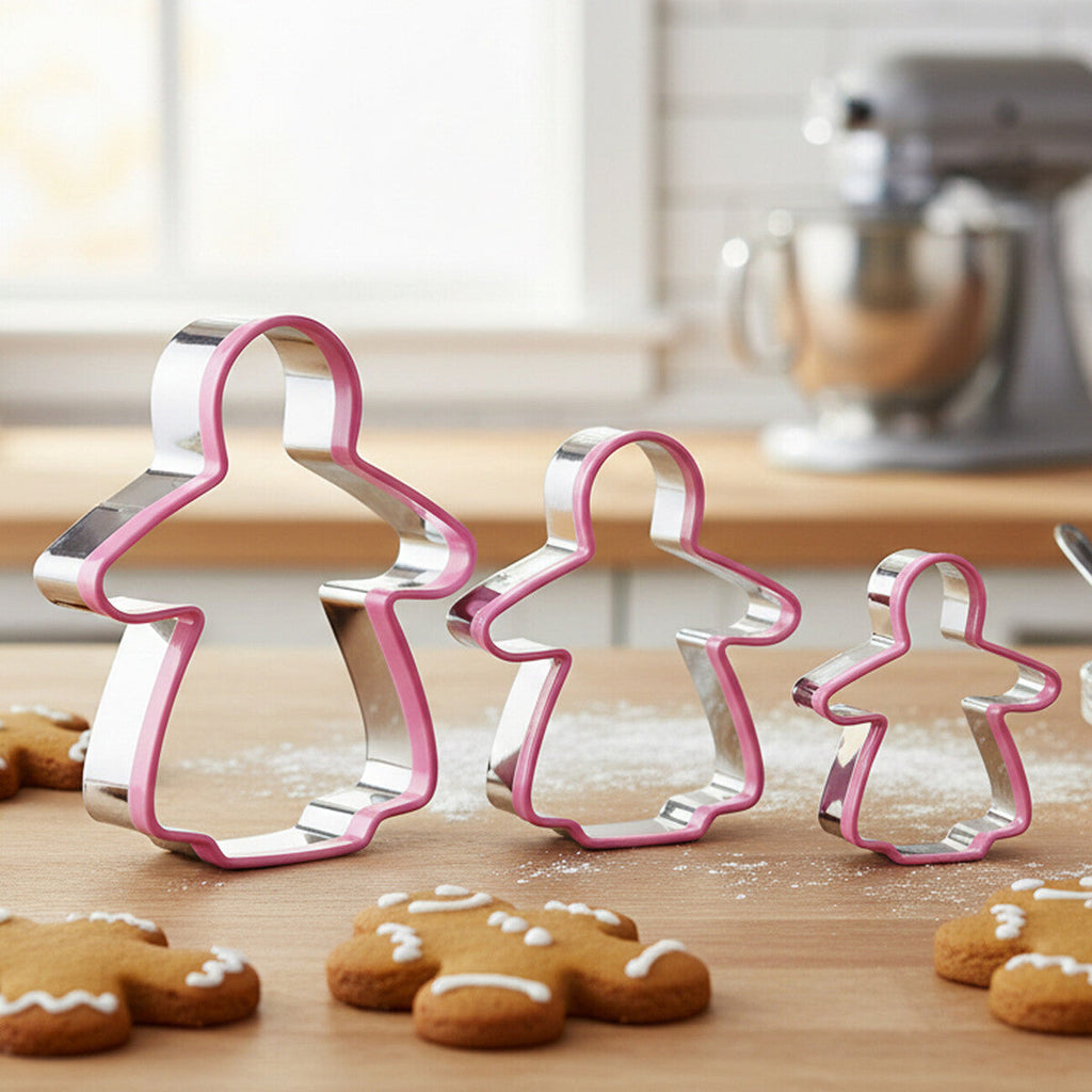 Orsina Gingerbread Lady Cookie Cutter Set – 3 Piece Stainless Steel