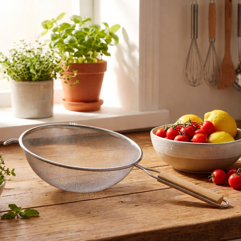 Orsina Zenigo Medium Kitchen Sieve with Wooden Handle for Baking