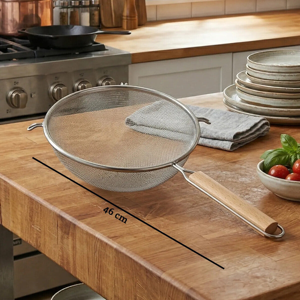 Orsina Zenigo Large Stainless Steel Sieve with Wooden Handle