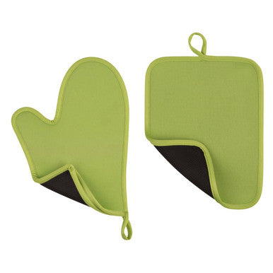 Orsina Lime Green Neoprene Oven Glove and Pot Holder Set – 2 Piece