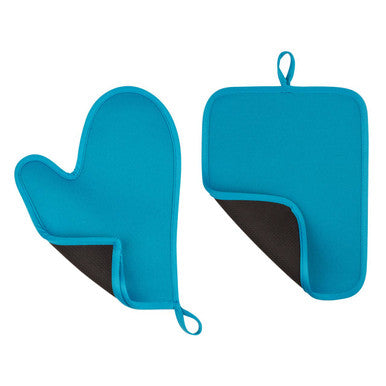 Orsina Blue Neoprene Oven Glove and Pot Holder Set – Heat Resistant