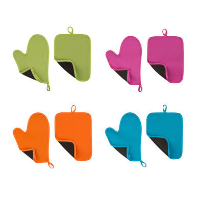 Orsina Blue Neoprene Oven Glove and Pot Holder Set – Heat Resistant