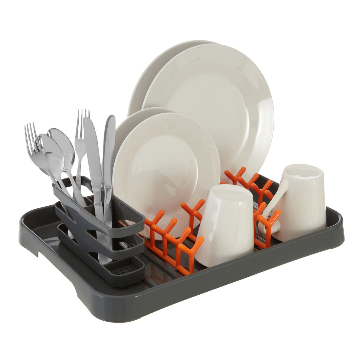 Orsina Laurie Dish Drainer – Grey and Orange Polypropylene Rack