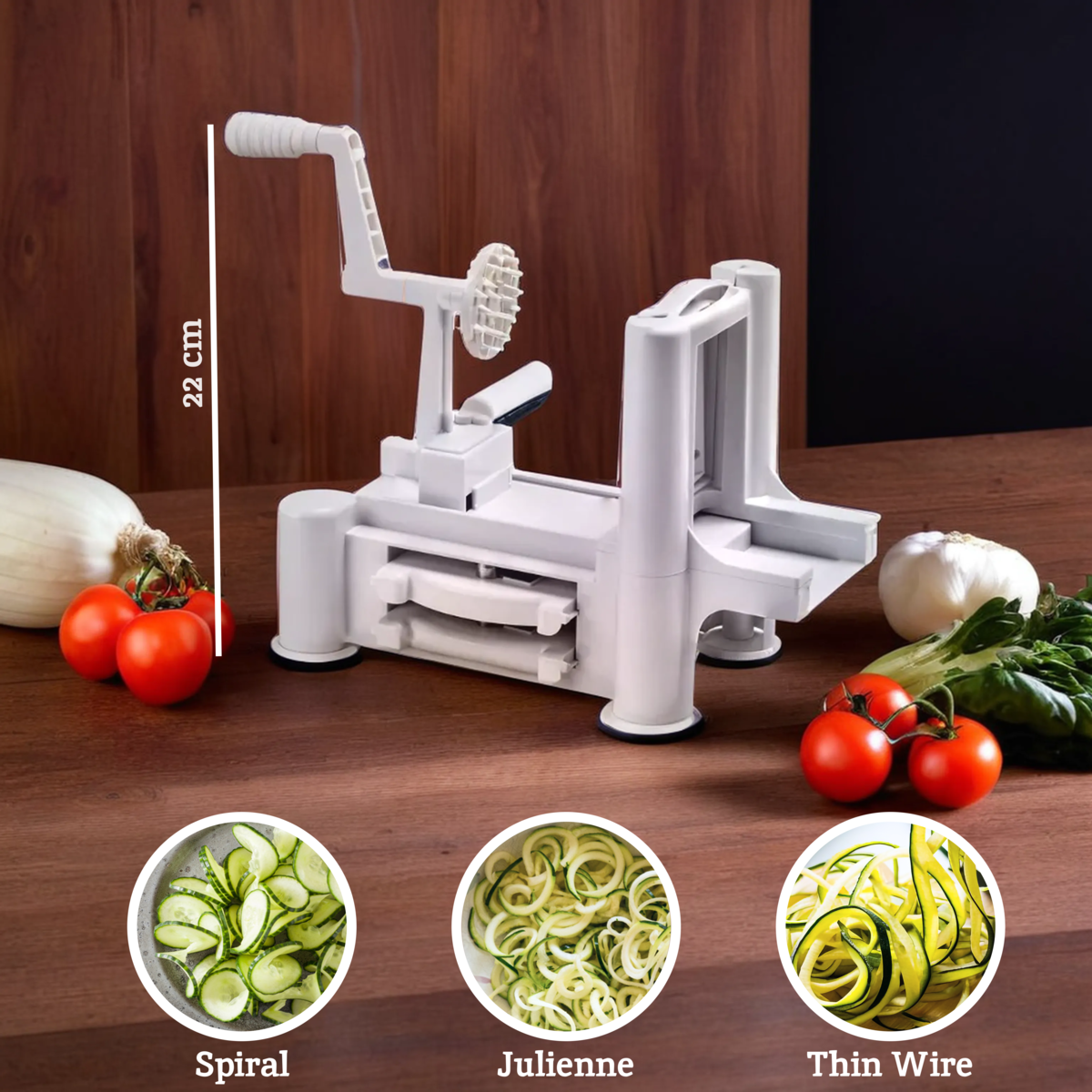 Orsina Stainless Steel Spiral Slicer – 3-in-1 Vegetable Ribbon Maker