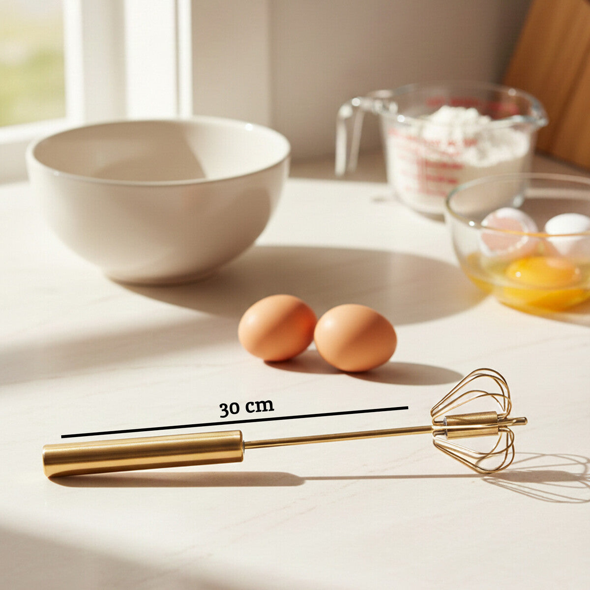 Orsina Press and Spin Whisk – 30cm Stainless Steel Light Gold Tool