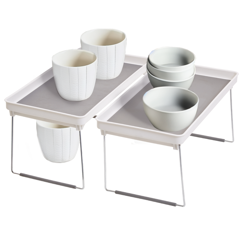 Orsina Foldable Cabinet Racks – Set of 2 Non-Slip Kitchen Shelves
