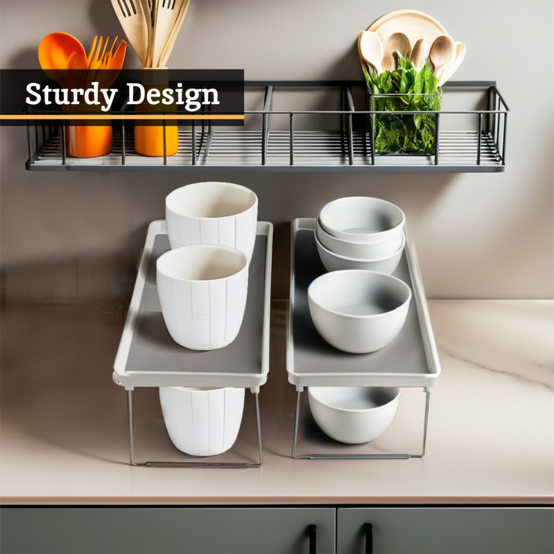 Orsina Foldable Cabinet Racks – Set of 2 Non-Slip Kitchen Shelves