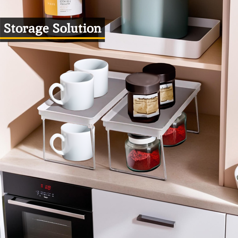 Orsina Foldable Cabinet Racks – Set of 2 Non-Slip Kitchen Shelves