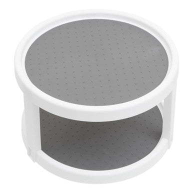 Orsina Romm 2-Tier Lazy Susan Revolving Spice Rack - White & Grey