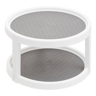 Orsina Romm 2-Tier Lazy Susan Revolving Spice Rack - White & Grey