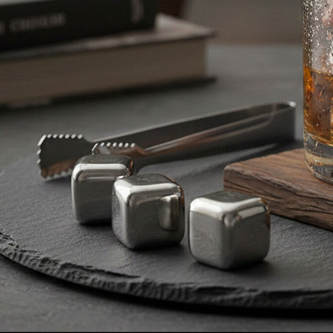 Orsina Stainless Steel Whisky Stones – Set of 4 Reusable Drink Chillers