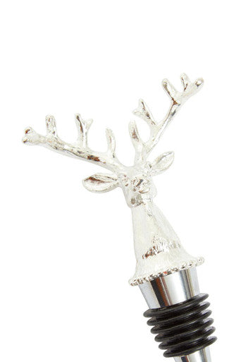 Orsina Patrin Stag Wine Bottle Stopper – Black and Silver Bar Accessory