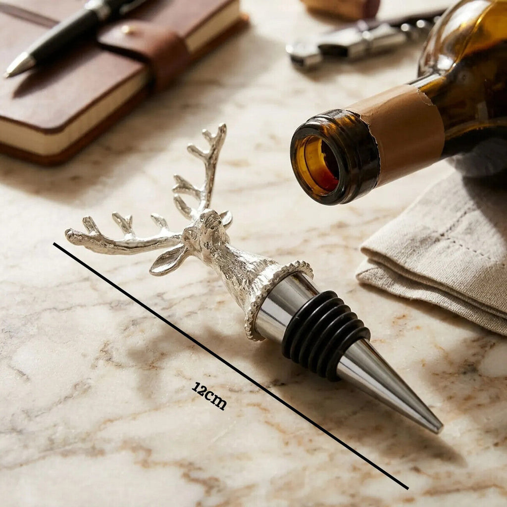 Orsina Patrin Stag Wine Bottle Stopper – Black and Silver Bar Accessory