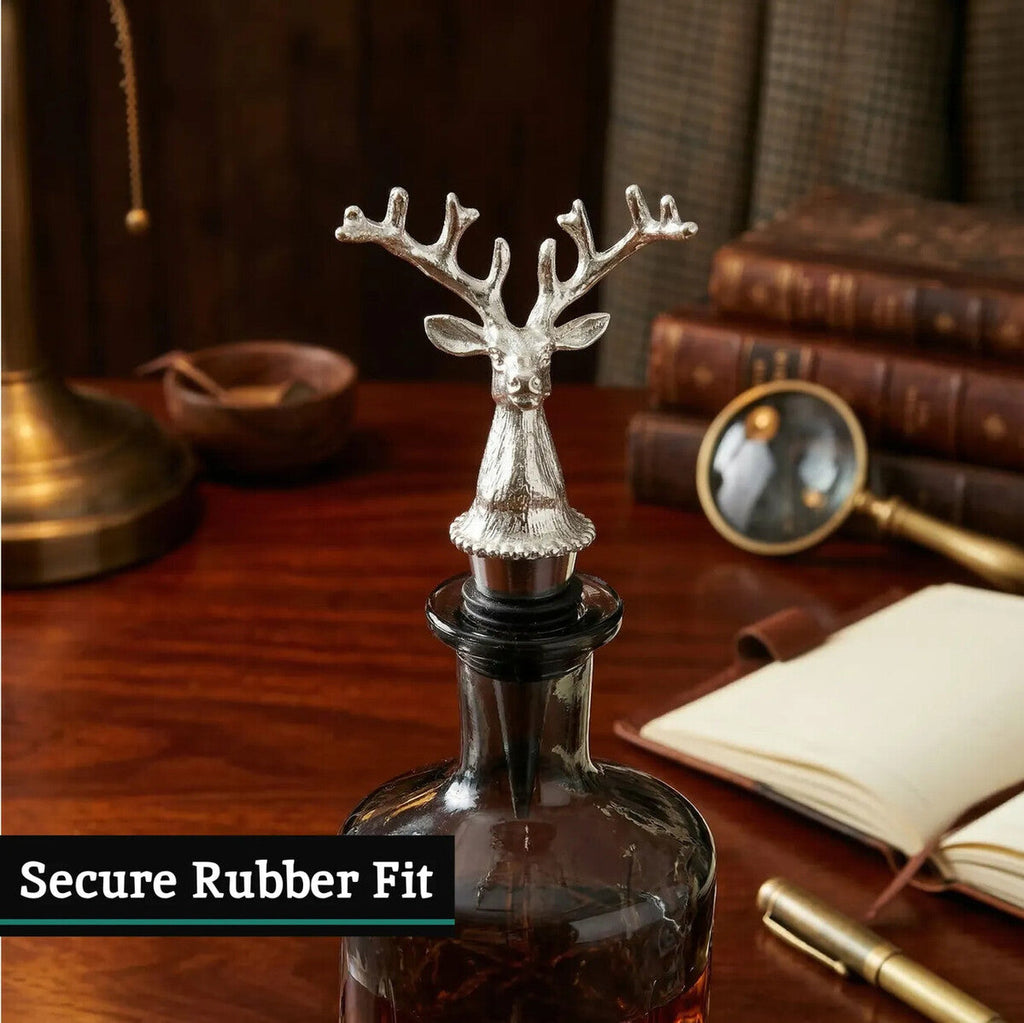 Orsina Patrin Stag Wine Bottle Stopper – Black and Silver Bar Accessory
