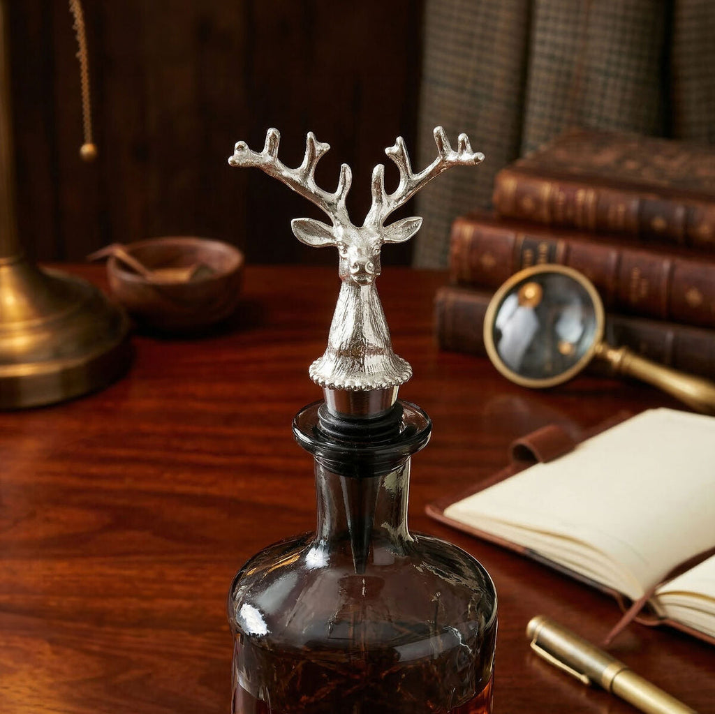 Orsina Patrin Stag Wine Bottle Stopper – Black and Silver Bar Accessory