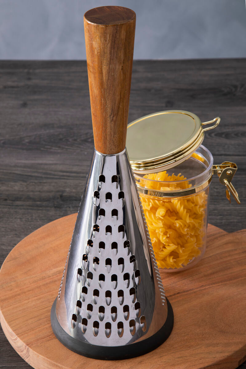 Orsina Round Cheese Grater with Acacia Wood Handle – Modern Retro Style
