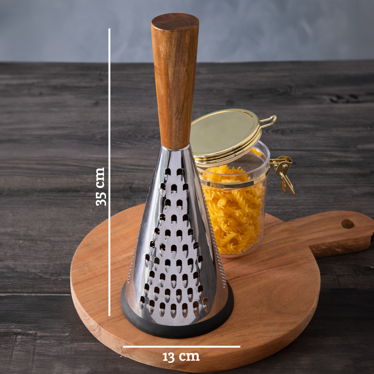 Orsina Round Cheese Grater with Acacia Wood Handle – Modern Retro Style