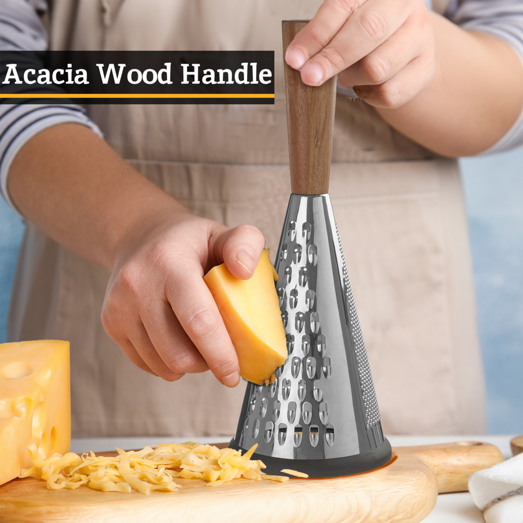 Orsina Round Cheese Grater with Acacia Wood Handle – Modern Retro Style