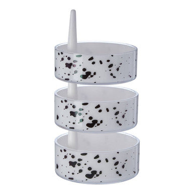 Orsina 3-Tier Rotating Storage Set – Speckled Plastic Makeup Organizer