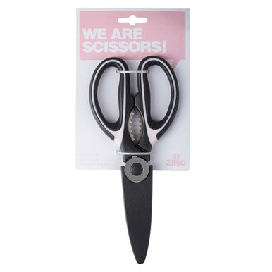 Orsina Stainless Steel Kitchen Scissors with Sheath – Black & Pink