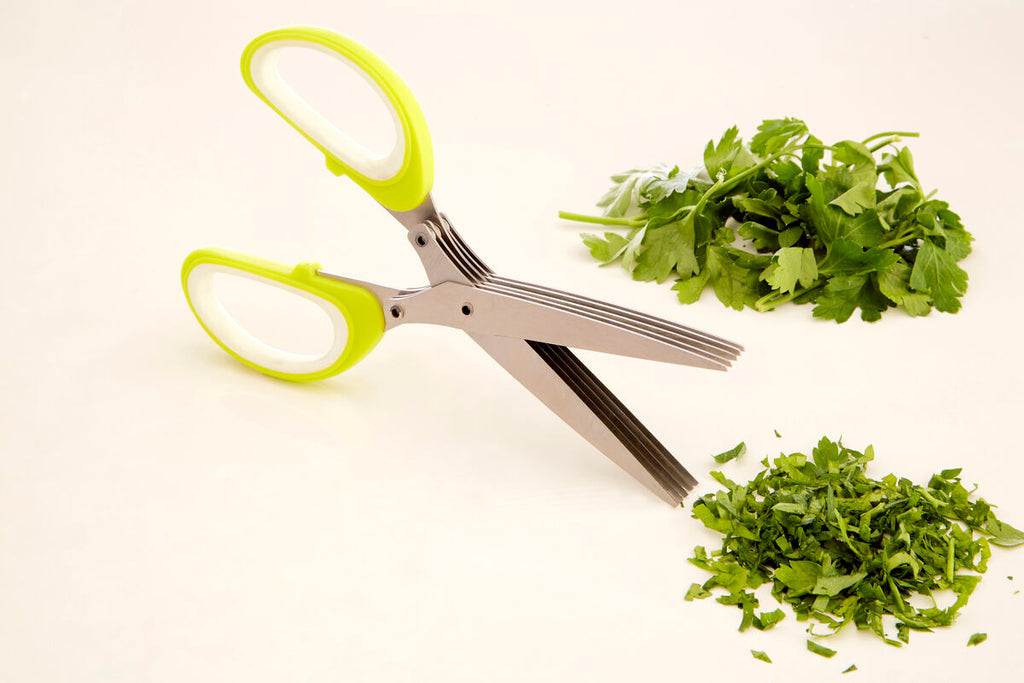 Orsina Herb Scissors – Lime Green and White Multi-Blade Kitchen Shears