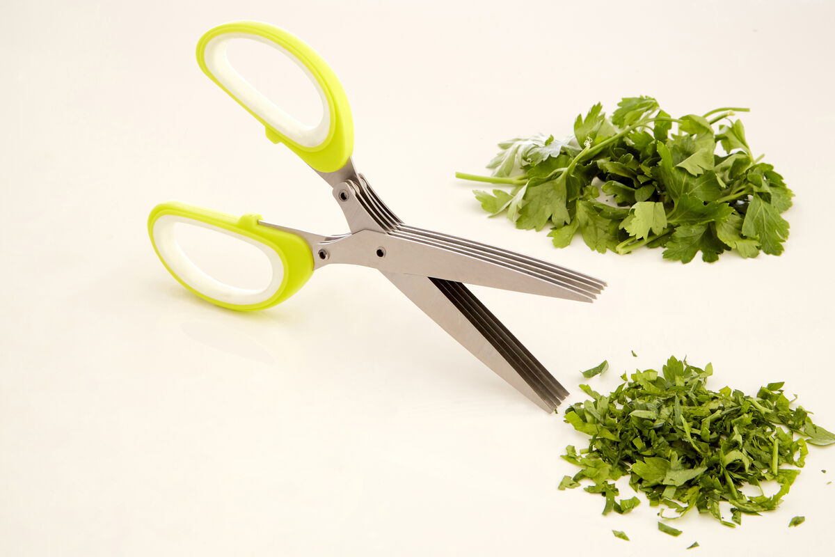 Orsina Herb Scissors – Lime Green and White Multi-Blade Kitchen Shears