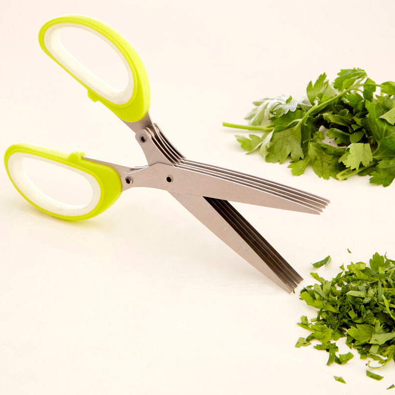 Orsina Herb Scissors – Lime Green and White Multi-Blade Kitchen Shears