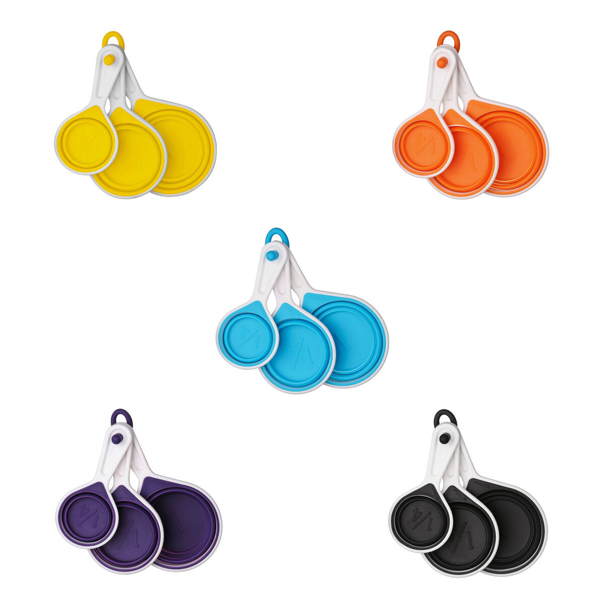 Orsina Zing Collapsible Silicone Measuring Cups - 4 Piece Set, Black