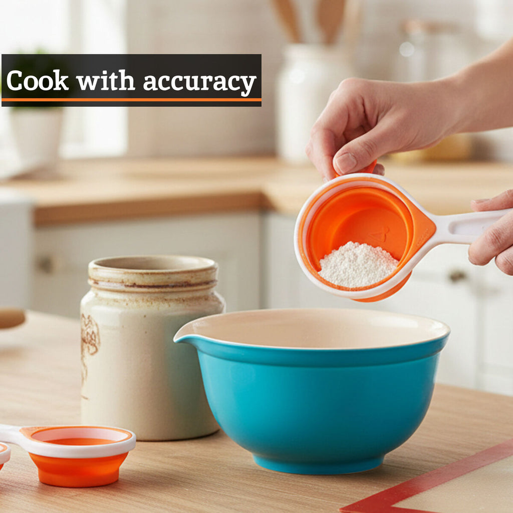 Orsina Collapsible Silicone Measuring Cups - 4 Piece Set in Orange