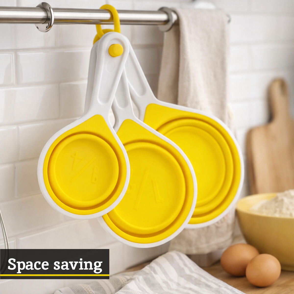 Orsina Collapsible Silicone Measuring Cups – 4 Piece Set in Yellow