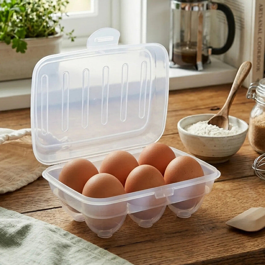 Orsina Clear Six Egg Box – Compact Refrigerator Storage with Lid