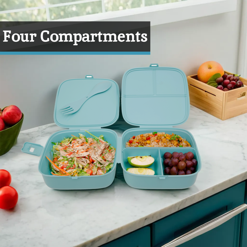 Orsina Grub Tub 4-Compartment Mint Green Lunch Box with Spork