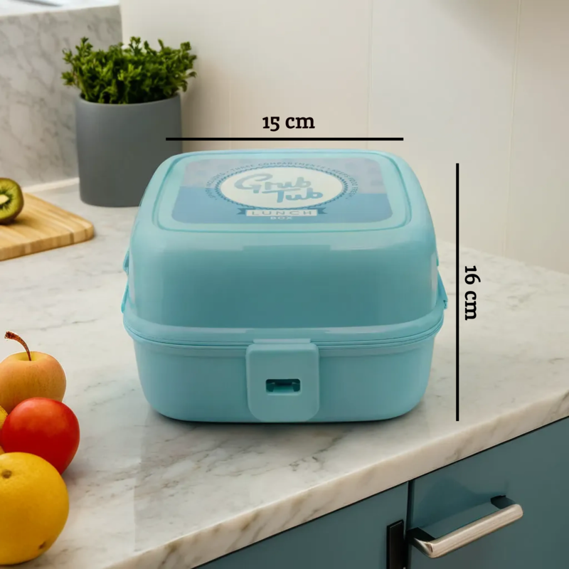 Orsina Grub Tub 4-Compartment Mint Green Lunch Box with Spork