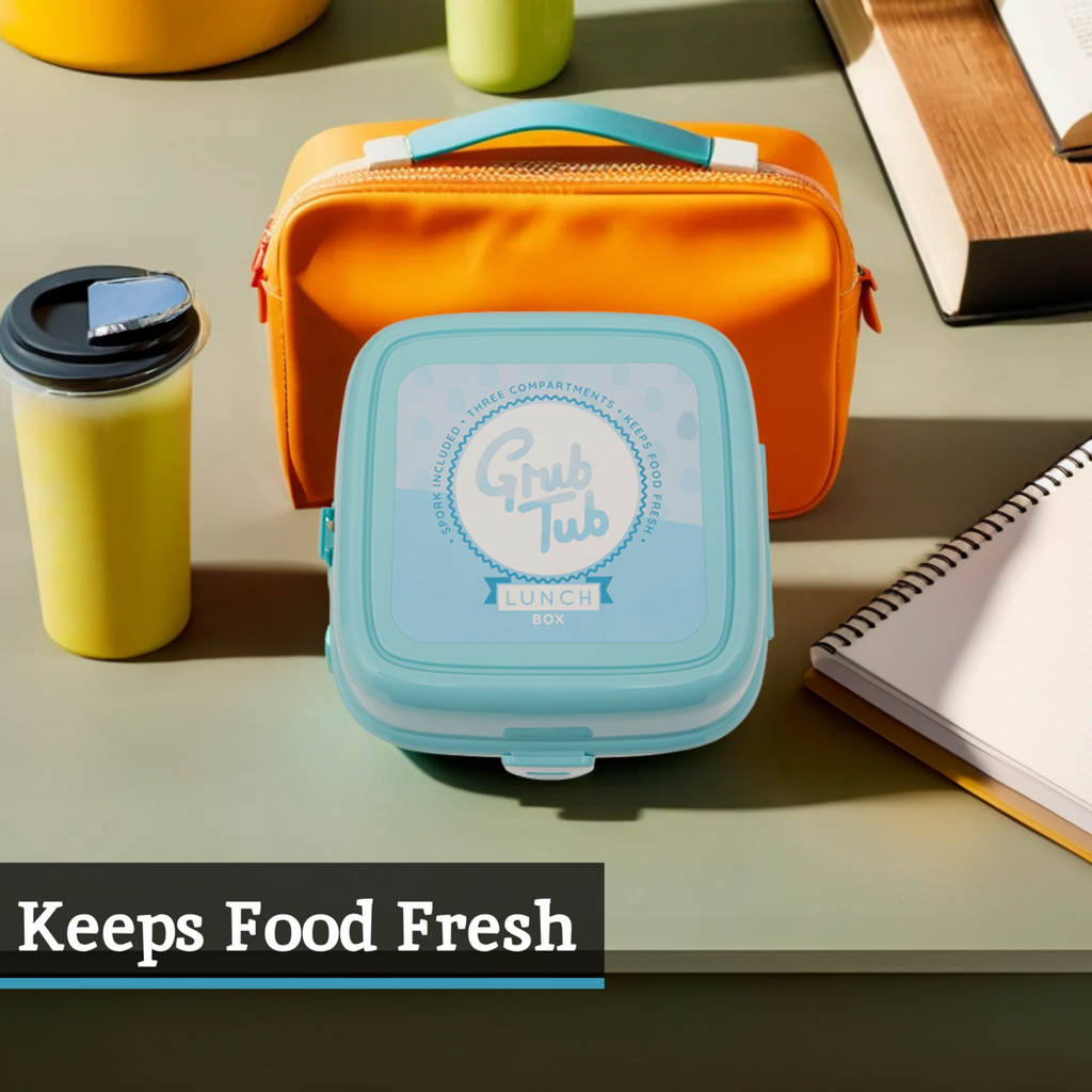 Orsina Grub Tub 4-Compartment Mint Green Lunch Box with Spork