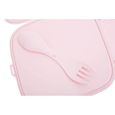 Orsina 4-Section Lunch Box with Spork – Pink Bento Food Container