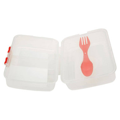 Orsina Grub Tub 3-Compartment Lunch Box with Spork | Clear Plastic