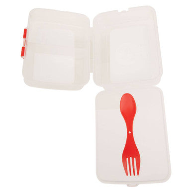 Orsina Grub Tub 3-Compartment Lunch Box with Spork | Clear Plastic