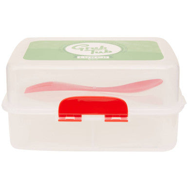 Orsina Grub Tub 3-Compartment Lunch Box with Spork | Clear Plastic