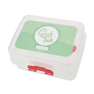 Orsina Grub Tub 3-Compartment Lunch Box with Spork | Clear Plastic