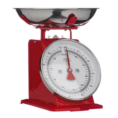 Orsina Olivier Retro Kitchen Scale – 5kg Analogue Food Scale in Red