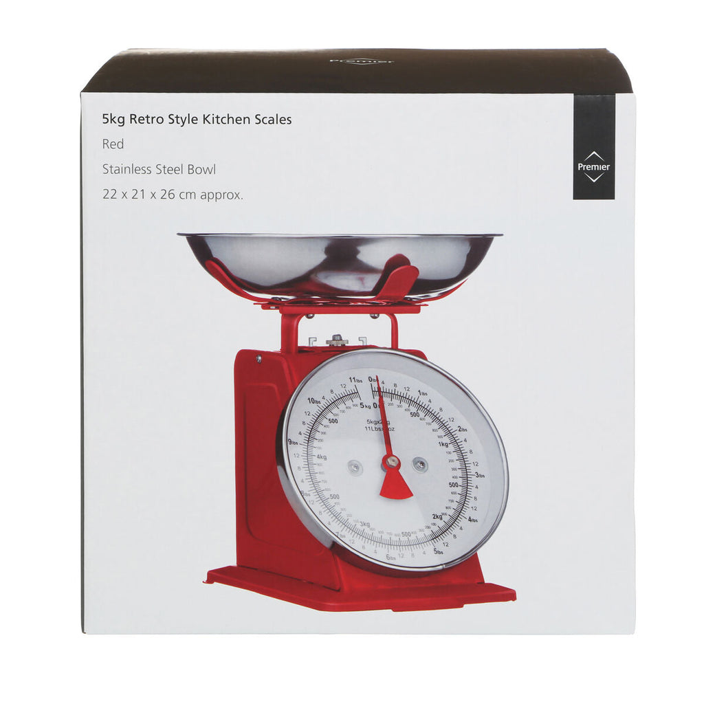 Orsina Olivier Retro Kitchen Scale – 5kg Analogue Food Scale in Red
