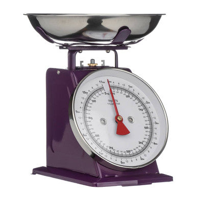 Orsina Olivier Retro Kitchen Scale – 5kg Analogue Scale with Bowl, Purple